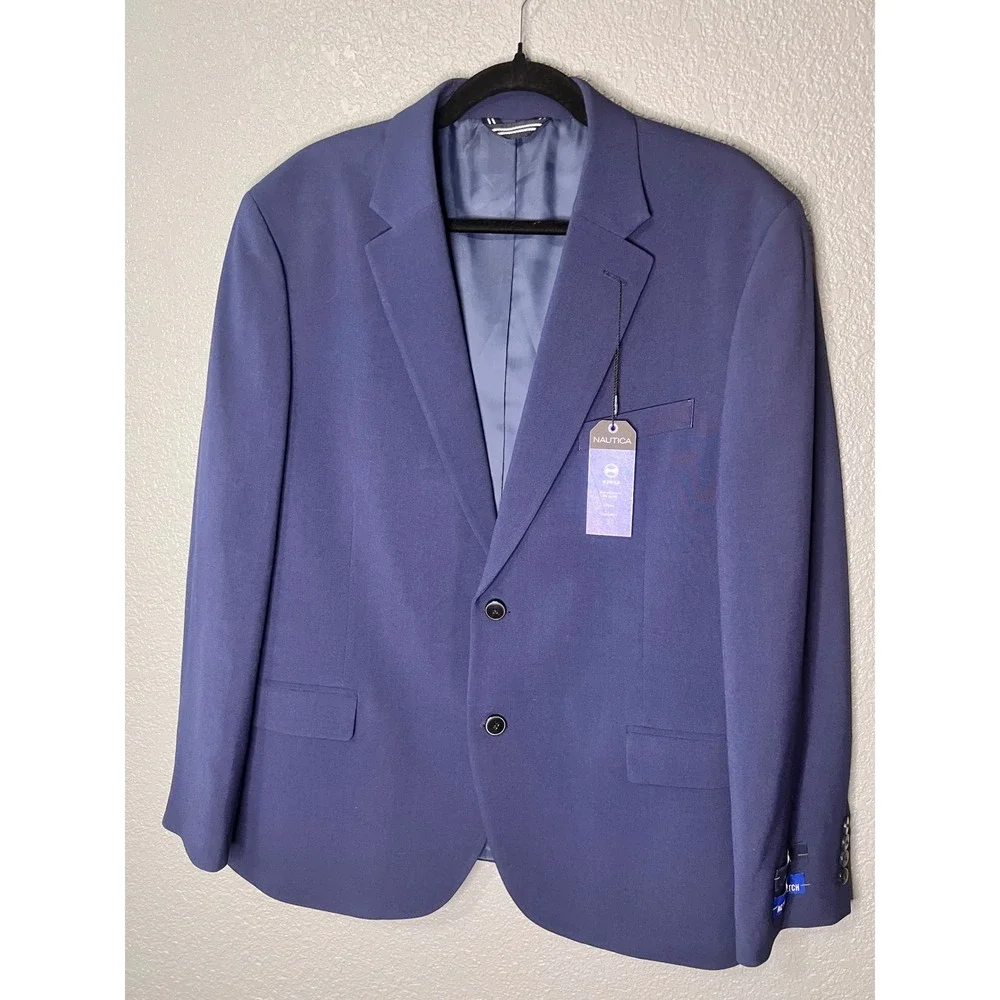 Nautica Mens Modern Fit Active Stretch Blazer Blue 44S NA000274